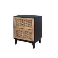 HASMI Bed Side Table Black Bedside Table Simple Retro Bedroom Small Storage Side Cabinet Double Drawer Bedside Storage Cabinet Night Stand