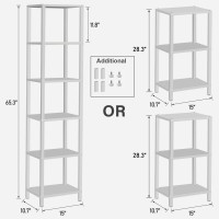 Tutotak Bookshelf 6Tier Tall Book Shelf Narrow Bookcase For Small Space Diy Stackable Bookshelf For Living Room Office St