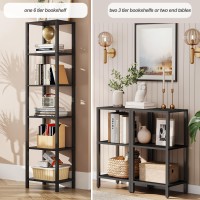 Tutotak Bookshelf 6Tier Tall Book Shelf Narrow Bookcase For Small Space Diy Stackable Bookshelf For Living Room Office St