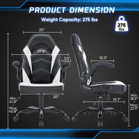 Dumos Ergonomic Computer Gaming Chair Big And Tall With Comfy Lumbar Support Height Adjustable Home Office Pu Leather With Fl