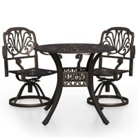 Vidaxl 3 Piece Outdoor Bistro Set, Sturdy Cast Aluminum, Weather Resistant Garden Furniture With Swivel Chairs And Coffee Table, Bronze