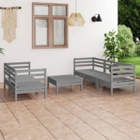 Vidaxl 6-Piece Patio Lounge Set, Gray Solid Wood Pine, Configurable Outdoor Furniture With Easy Maintenance, Perfect For Garden, Poolside, Backyard