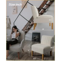 Armless Accent Chairs Set Of 2 For Living Room Modern Slipper Chair Living Room Chairs With Solid Wood Legs Makeup Vanity Chai