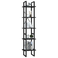 vidaXL ModernStyle 5Tier Book Cabinet Freestanding Bookshelf Engineered Wood Metal Frame Black Easy to Clean Versat