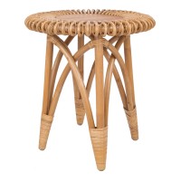 Alani Rattan Round Side/ End Table W/ Wood Top