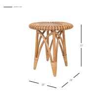 Alani Rattan Round Side/ End Table W/ Wood Top