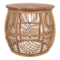 Arlo Rattan Side/ End Table W/ Wood Top