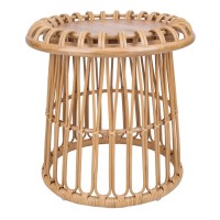 Galia Rattan Round Side/ End Table W/ Wood Top