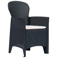 Vidaxl 9 Piece Outdoor Dining Set, Elegant Rattan Look Design, Weather-Resistant Plastic Patio Furniture, Anthracite