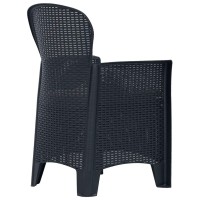 Vidaxl 9 Piece Outdoor Dining Set, Elegant Rattan Look Design, Weather-Resistant Plastic Patio Furniture, Anthracite
