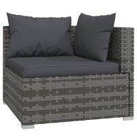 Vidaxl Stylish Gray Poly Rattan Lounge Set With Comfortable Cushions - 13 Piece Outdoor Patio Furniture - Metal Frame, Anthracite Fabric Cushions