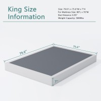 Xinxinyan King Size Box Spring 7 Inch High Heavy Duty Mattress Foundation Sturdy Metal Box Spring Only With Fabric Cover Set E