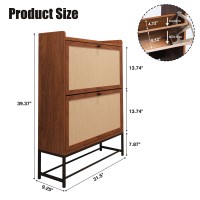 Avzear Shoe Cabinet Shoe Cabinet Freestanding Tipping Bucket Shoe Rack Organizer With 2 Flip Drawers Modern Entryway Narrow Sh