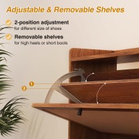 Avzear Shoe Cabinet Shoe Cabinet Freestanding Tipping Bucket Shoe Rack Organizer With 2 Flip Drawers Modern Entryway Narrow Sh