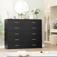 Ttview 5 Drawer Dresser Chest Tall Dresser Storage Tower With Metal Handles Black Storage Cabinet For Living Room Kitchen En