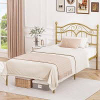 Elephance Twin Size Metal Bed Frame With Vintage Headboard Twin Bed Frames For Kids With Storage Space No Box Spring Needed E