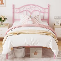 Elephance Twin Size Metal Bed Frame With Vintage Headboard Twin Bed Frames For Kids With Storage Space No Box Spring Needed E