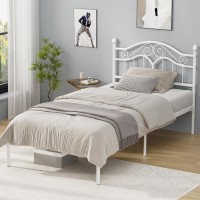 Elephance Twin Size Metal Bed Frame With Vintage Headboard Twin Bed Frames For Kids With Storage Space No Box Spring Needed E