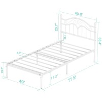 Elephance Twin Size Metal Bed Frame With Vintage Headboard Twin Bed Frames For Kids With Storage Space No Box Spring Needed E