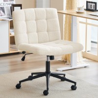 Furnimart Swivel Criss Cross Legged Chair With Wheels For Home Office Wide Armless Desk Chair Height Adjustable Comfy Seat For