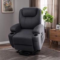 Flamaker Power Lift Recliner Chair With Massage For Elderly Ergonomic Lounge Chair Classic Single Sofa With 2 Cup Holders Side P