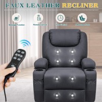 Flamaker Power Lift Recliner Chair With Massage For Elderly Ergonomic Lounge Chair Classic Single Sofa With 2 Cup Holders Side P