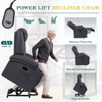 Flamaker Power Lift Recliner Chair With Massage For Elderly Ergonomic Lounge Chair Classic Single Sofa With 2 Cup Holders Side P