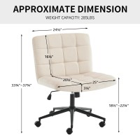 Furnimart Swivel Criss Cross Legged Chair With Wheels For Home Office Wide Armless Desk Chair Height Adjustable Comfy Seat For