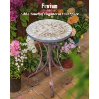 Frstem Mosaic Patio Table And Plant Stand  Outdoor Side Table For Patio With 14