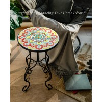 Frstem Mosaic Patio Table And Plant Stand  Outdoor Side Table For Patio With 14