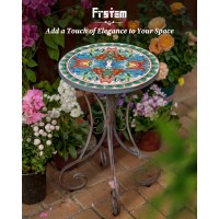 Frstem Mosaic Patio Table And Plant Stand  Outdoor Side Table For Patio With 14