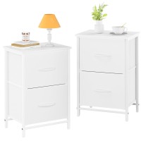 Yoobure Night Stand Set 2 Nightstand With 2 Fabric Drawers Small Wood Nightstands For Bedroom Bedside Tables With Drawers For