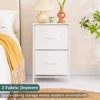 Yoobure Night Stand Set 2 Nightstand With 2 Fabric Drawers Small Wood Nightstands For Bedroom Bedside Tables With Drawers For