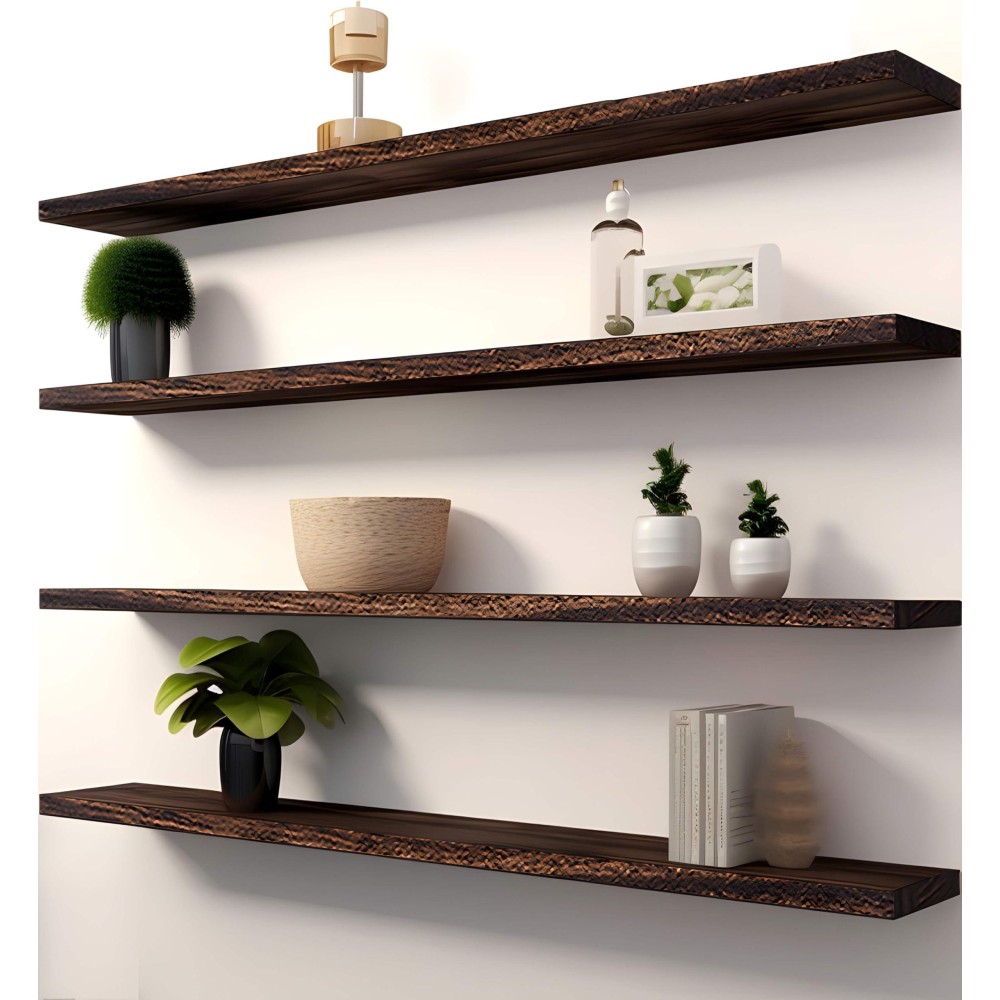 Ikjzizp 48 Inch Rustic Farmhouse Floating Shelves For Wall Decor Storage Wood Wooden Wall Shelves For Bedroom Bathroom Kitchen L