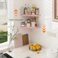 Homode Corner Floating Shelves Corner Wall Shelf With Cord Hole 2 Tier Wood Hanging Corner Shelf For Bathroom Bedroom Living