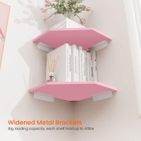 Homode Corner Floating Shelves Corner Wall Shelf With Cord Hole 2 Tier Wood Hanging Corner Shelf For Bathroom Bedroom Living