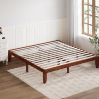 Giantex 14 Inch King Wood Platform Bed Frame, Minimalist Style Mattress Foundation With Solid Rubber Wood, Heavy Duty Wood Slat Support, Without Headboard, Easy Assembly, No Box Spring Needed, Walnut