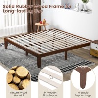 Giantex 14 Inch King Wood Platform Bed Frame, Minimalist Style Mattress Foundation With Solid Rubber Wood, Heavy Duty Wood Slat Support, Without Headboard, Easy Assembly, No Box Spring Needed, Walnut