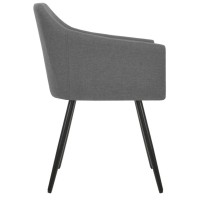 Vidaxl Modern Dining Chairs- Light Gray Fabric With Sturdy Metal Frame, Ergonomically Curved Form, Thick Padding, Armrest, Set Of 2 For Dining Room/Kitchen