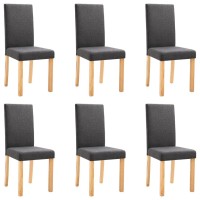 Vidaxl 6-Piece Dining Chair Set, Ergonomically Designed For Comfort, Sturdy Rubber Wood Frame, Upholstered In Dark Gray Fabric, Easy To Assemble