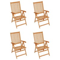 Vidaxl 4 Pcs Solid Teak Wood Patio Chairs With Adjustable Backrest And Anthracite Cushions - Outdoor Garden Chairs - Lightweight, Foldable