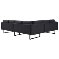 Vidaxl Corner Sofa In Dark Gray Fabric - Contemporary Design With Removable Cushions And Sturdy Wooden Legs