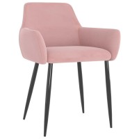 Vidaxl Modern Dining Chairs - Set Of 2, Plush Velvet Upholstery In Pink, Sturdy Metal Legs, Comfortable Backrest, Easy Assembly