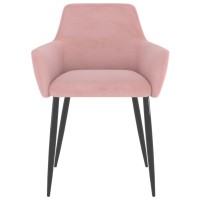 Vidaxl Modern Dining Chairs - Set Of 2, Plush Velvet Upholstery In Pink, Sturdy Metal Legs, Comfortable Backrest, Easy Assembly