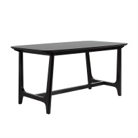 Walker Edison Mid-Century Modern Solid Wood Trestle Base Dining Table, 60 Inch, Black Ash