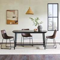 Walker Edison Mid-Century Modern Solid Wood Trestle Base Dining Table, 60 Inch, Black Ash