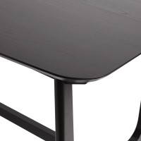 Walker Edison Mid-Century Modern Solid Wood Trestle Base Dining Table, 60 Inch, Black Ash