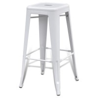 Vidaxl Bar Stools 2 Pcs - Versatile White Steel Stools Without Backrest, Ideal For Kitchen, Counter, Home Bar - Easy Assembly - Modern, Minimalistic Design
