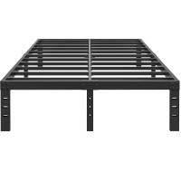 Hobinche 12 Inch King Size Bed Frame No Box Spring Needed Heavy Duty Metal Platform Mattress Foundation With Steel Slats Non