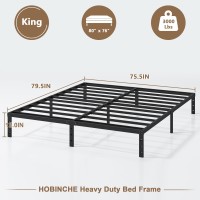 Hobinche 12 Inch King Size Bed Frame No Box Spring Needed Heavy Duty Metal Platform Mattress Foundation With Steel Slats Non